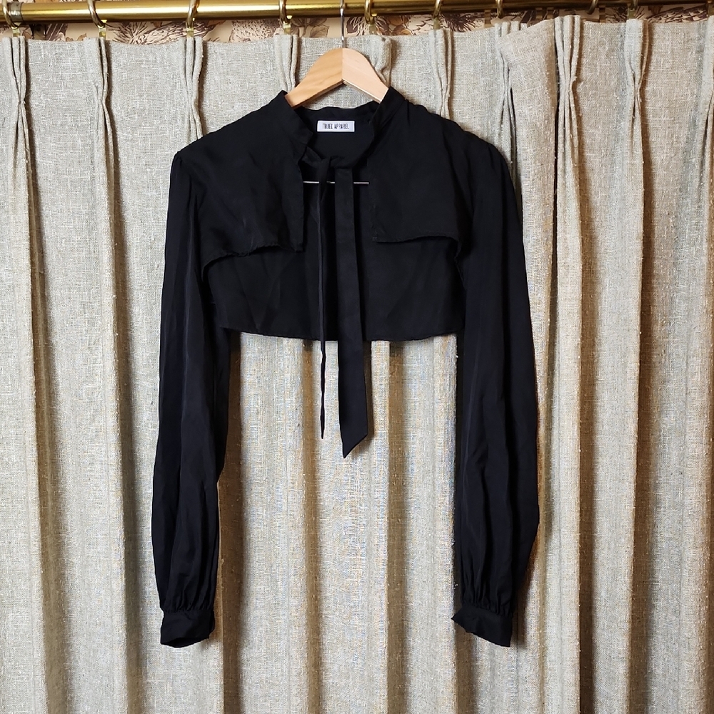 Trued Apparel Black Tie Front Bolero